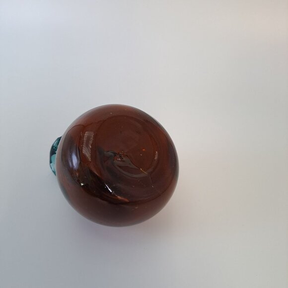 Handcrafted Blown Glass Fruit Sculpture With Leaf Design - Picture 7 of 8